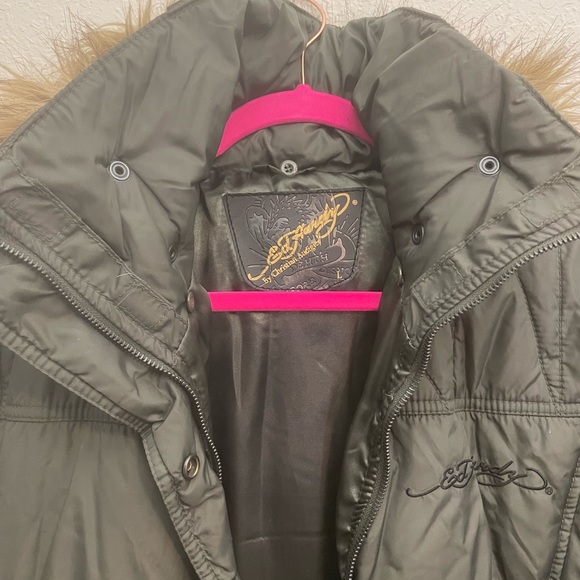 Ed Hardy Tiger Puffer Coat jacket Size L - Picture 12 of 13